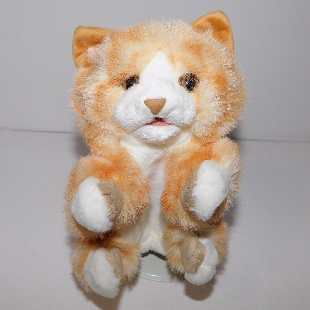 Folkmanis Orange White Tabby Cat Kitten realistic Hand Puppet 9.5" Plush